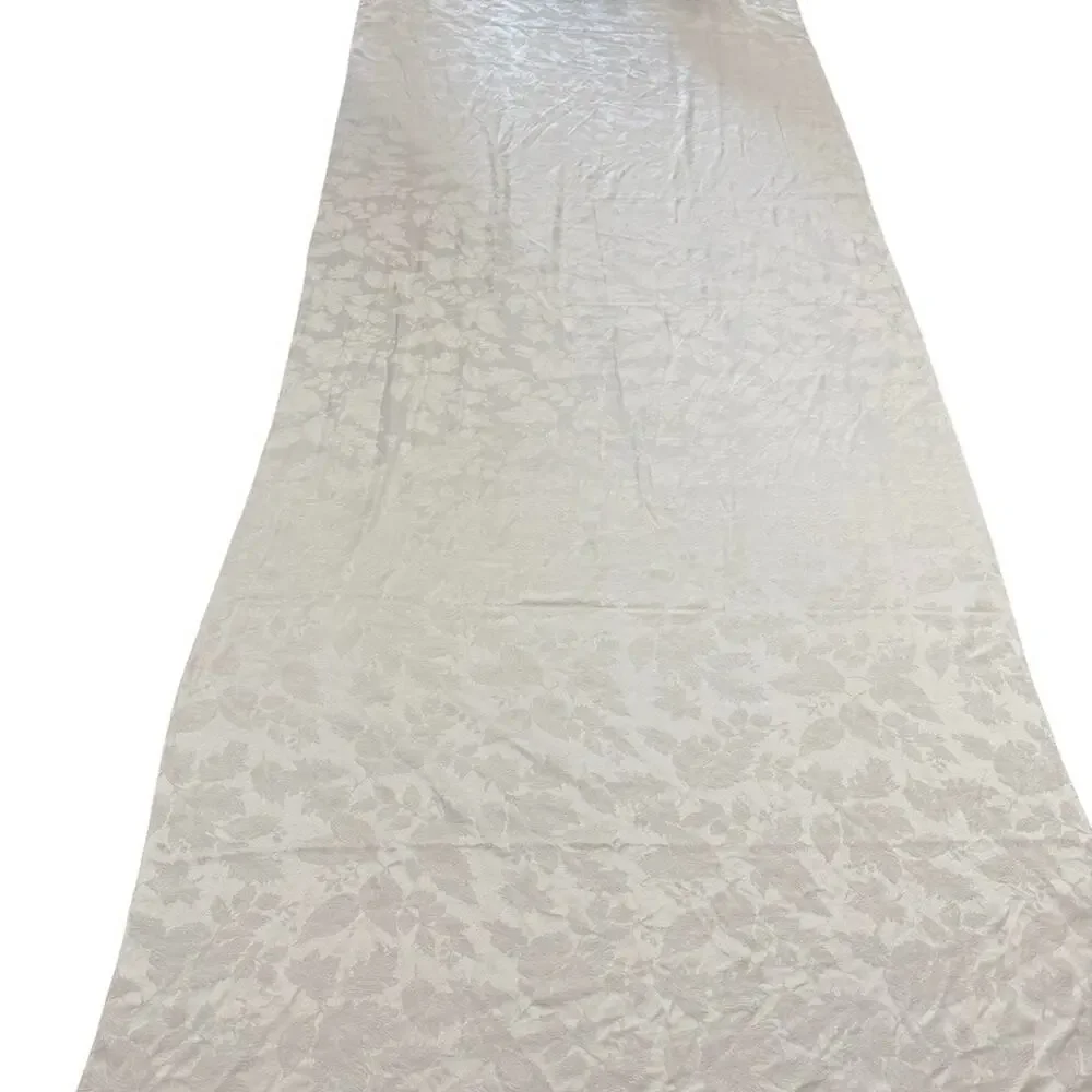 Vintage White Satin Long Banquet Table Cloth Floral Wedding Party 136x58